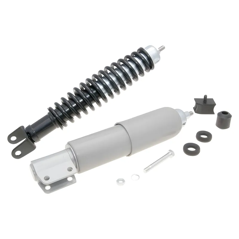 Markenprodukt Fahrwerkskit / Stoßdämpfer Satz schwarz / grau für Vespa PX, PE 125, 150, 200