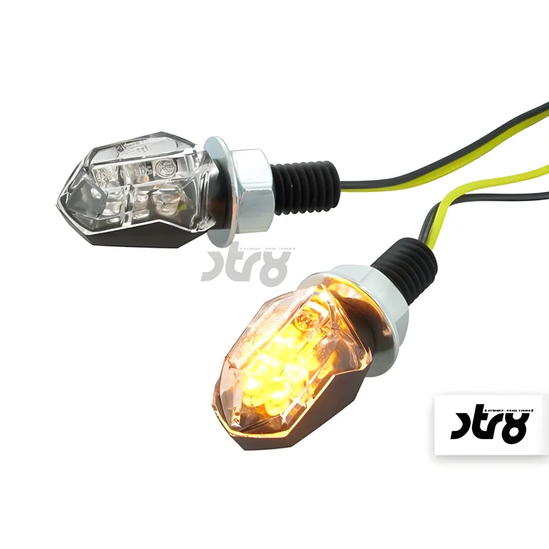 Markenprodukt Blinker STR8 Led Mini 2 schwarz transparent mit Straßenzulassung(AUSLAUF)
