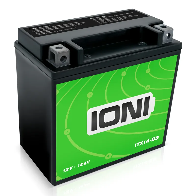 Preis Gesenkt IONI AGM Batterie 12V 12Ah ITZ14-BS Rollerbatterie / Motorradbatterie, wartungsfrei versiegelt vorgeladen kompatibel mit YTX14-BS 51214