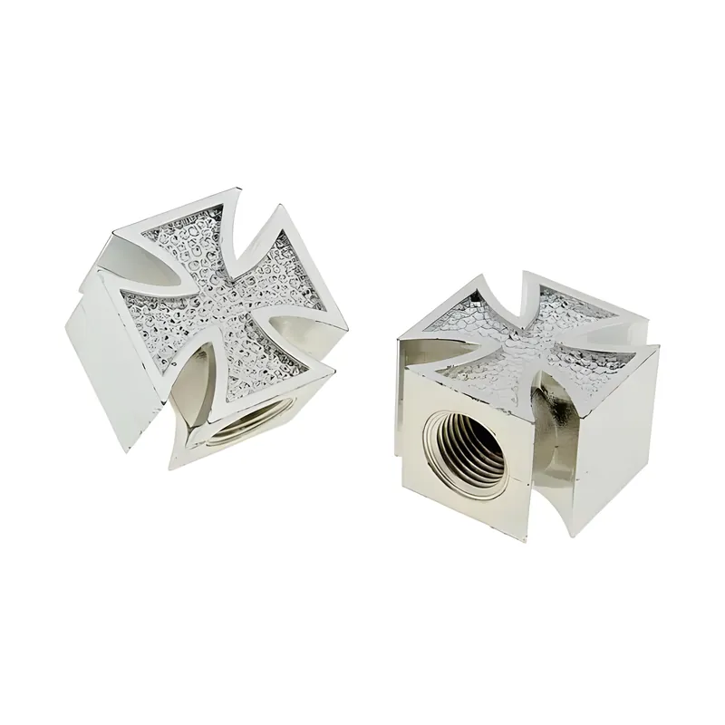 Markenware Ventilkappen Set Iron Cross Chrom