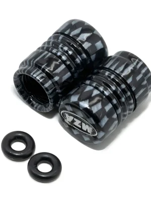 2x Ventilkappen - Alu carbon eloxiert - MZA-Design - Kappe, inkl. O-Ringe Echt