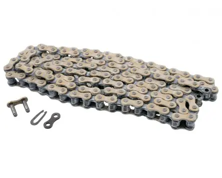 Regina Gold Kette, Verstärkte Motorradkette, 420er Teilung, 128 Glieder - kompatibel für Kreidler, Puch, Hercules sowie Yamaha und Zündapp Beliebt