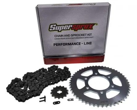 Kettensatz Performance KIT Stahl SUPERSPROX 428 Teilung, 14 / 52 Zähne kompatibel für Yamaha XSR 125, MTM 125 (20-23) Ersatz Moped Motorrad Kettensatz Expressversand