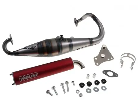 Top-Preis Auspuff YASUNI Scooter Z mit rotem Endschalldämpfer, kompatibel für Peugeot stehend AC/LC , Speedfight 1 2, Buxy, Elystar, TKR Roller Tuning Ersatz Op