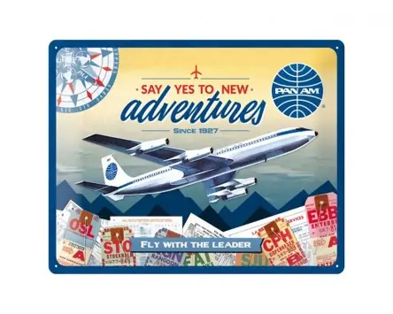 Direkt Vom Hersteller Reklameschild NOSTALGIC ART Pan Am - New Adventures, 30x40cm, geprägtes Stahlblech, Blechtafel