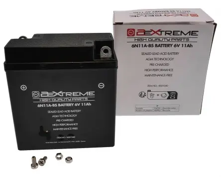 Batterie 2EXTREME 6N11A-BS 6V, 11Ah AGM 121x58x130mm kompatibel für BMW R 26 27, Simson S 50 51 53 70 83, SR50, SR80, Heinkel, Bella, Mz Jetzt Bestellen