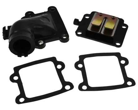 Ansaugstutzen Set mit Membranblock, Dichtung kompatibel für Minarelli stehend Aprilia SR50, MBK Booster, Yamaha BWs Highlight
