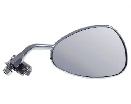 Neu Im Sortiment Spiegel FAR oval Chrom rechts mit Klemmbefestigung kompatibel für Piaggio / Vespa Classic Smallframe Largeframe Universal