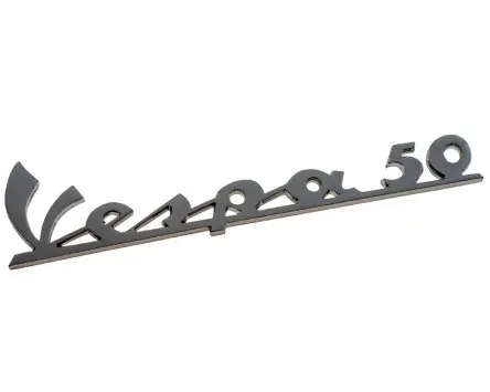 Begrenztes Angebot Schriftzug Emblem für Beinschild kompatibel für Vespa 50 chrom 135x35mm, 3 Pin