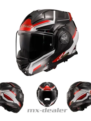 LS2 FF901 Advant X Spectrum Schwarz Rot Klapphelm Motorrad Helm + dunkles Visier XXL (63-64cm) Letzte Chance