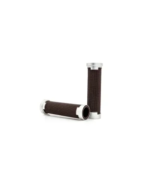 DAYTONA "GRIPPYGRIP" GGDM-BASE Griffgummi paar braun mit silbernem Aluminium Ring ø22.2 mm 7/8" Schneller Versand