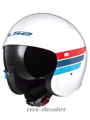 Echt LS2 OF599 Spitfire II Retro Weiß Blau Motorrad Helm Jethelm Sonnenblende Urban XXL (63-64cm)