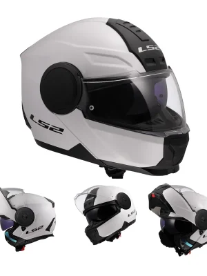 LS2 FF902 Scope II Klapphelm Motorrad Helm Solid Gloss Weiß Tourenhelm Urban S (55- 56cm) Preisknaller