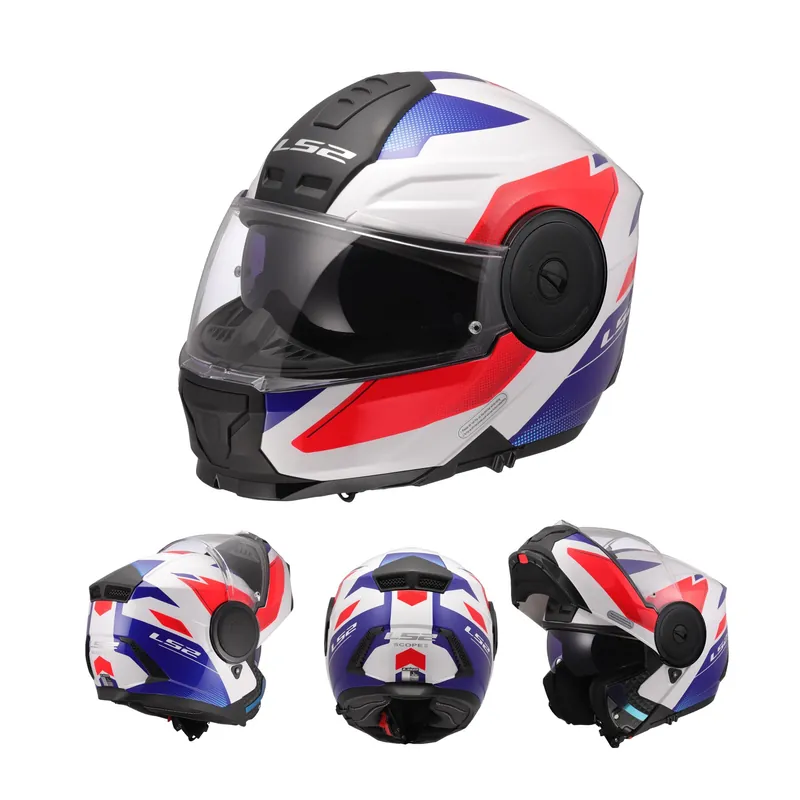 Top-Seller LS2 Klapphelm Scope II Motorrad Helm Duria weiß blau gloss FF902 Tourenhelm Urban M (57-58cm)