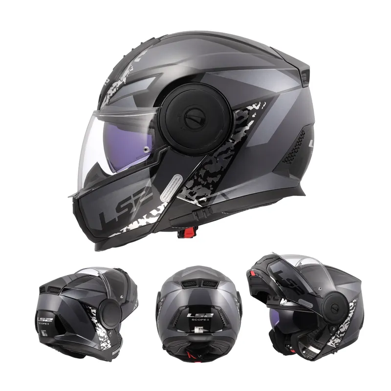 LS2 Klapphelm Scope II Motorrad Helm Oxyd Schwarz Titanium Gloss FF902 Tourenhelm Urban Sale