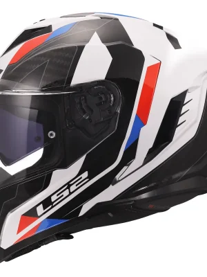 LS2 Integralhelm Storm III Sporty Weiß Blau Motorrad Helm FF818 Sonnenblende Garantierte Lieferung