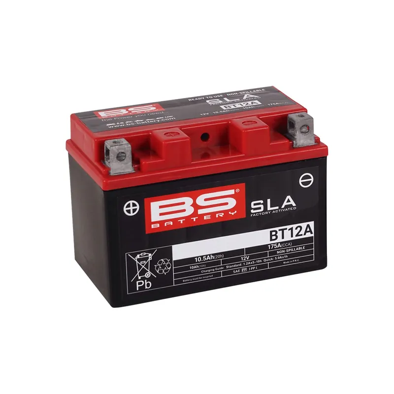 Schnäppchen BS Battery Motorradbatterie 12V BT12A 10AH 175A AGM wartungsfrei werksakt.