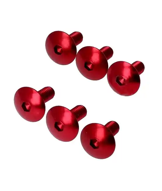 6 Stück Mofa Moped Tuning M6 x15 Linsenkopf Torx Aluminium eloxiert rot Must-Have
