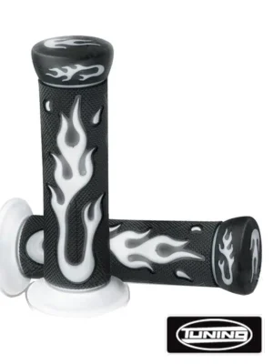 Angebot Lenkergriffe "Flame" schwarz weiß Griffe 22/24mm/125mm Mofa Moped -Tuning-